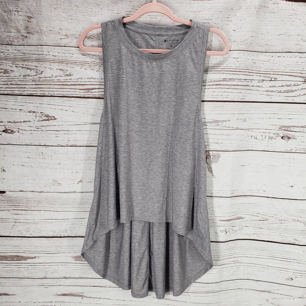 Athleta Women's Gray High Low Hem Sleeveless Tank Top Size Medium - Picture 2 of 10